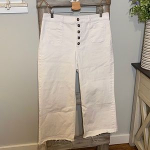 Express White Jeans | Wide Leg, Crop, High Rise, Stretch | Size 12